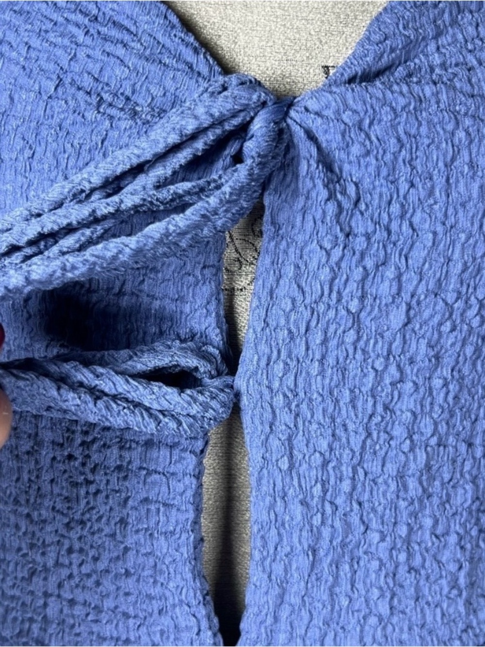 NwOT Anthropologie - See You Monday Light Blue Tie-Front Textured Jumpsuit - Picture 4 of 7